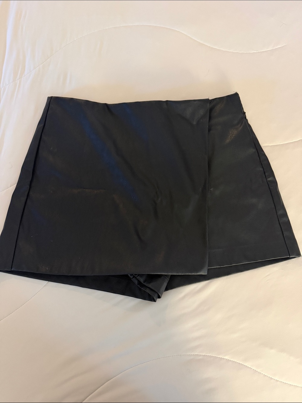 Black Faux Leather Skort